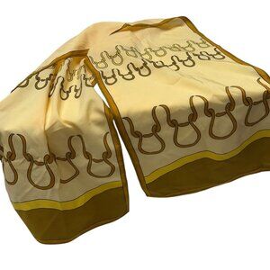 JAPAN Vintage Scarves by Nashar gold brown Horse bit print scarf